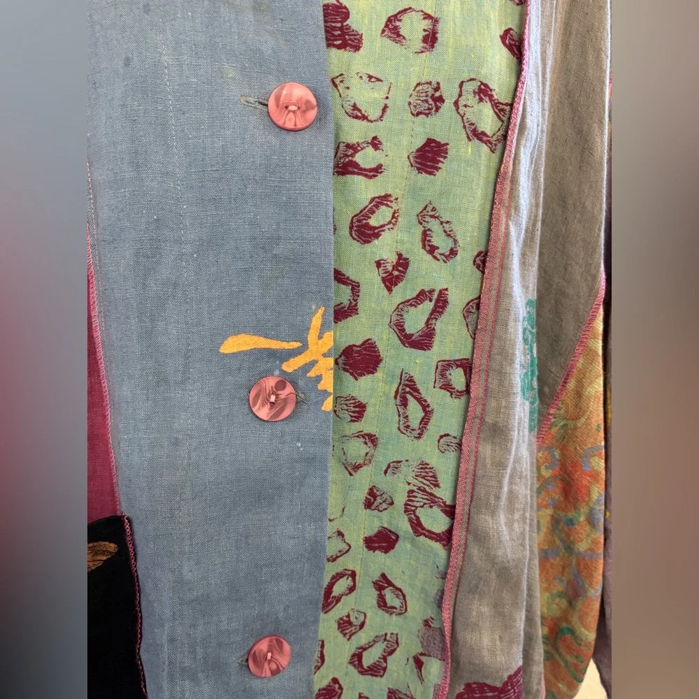 SCRAMBLE Multicolor Patchwork Button Down Shirt - Picture 10 of 15